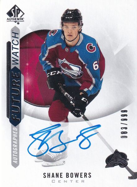 AUTO RC karta SHANE BOWERS 20-21 SP Authentic Autographed Future Watch /999